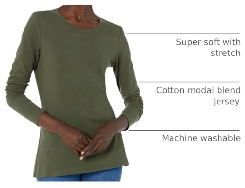 Image of Amazon Essentials Women's Regular-Fit Long-Sleeve Crewneck T-Shirt (Available in Plus Size)