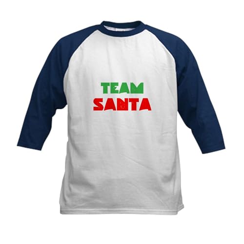 CafePress Team Santa Baseball Jersey Kids Cotton Baseball Jersey, 3/4 Raglan Sleeve Shirt Navy/White