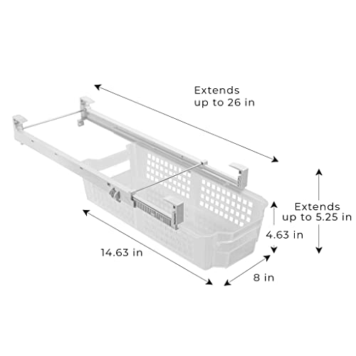 Smart-Design-Adjustable-Pull-Out-Refrigerator-Drawer-Medium-Extendable-Rails-and-Handle-BPA-Free-Plastic-Holds-15-lbs-Fridge-Bin-Freezer-Container-Food-Shelf-Organizer-Kitchen-Clear