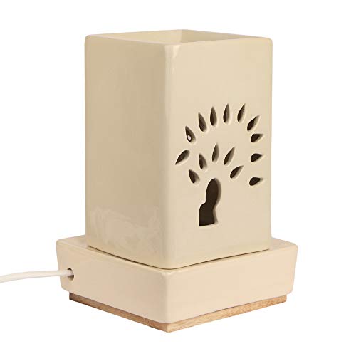 Image of Indian Fragrance Ceramic Electric Aroma Diffuser Lamp| Oil Burner Night Lamp for Home, Bedroom & Office | Decorative Fragrance Diffuser with Warm Light (Brown, Rose)