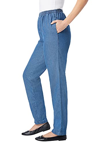Woman Within Plus Size 7-Day Straight-Leg Elastic-Waist Denim Jean (Petite & Tall Available)3
