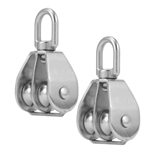 Luxshiny Double Pulleys for Lifting 2pcs Stainless Steel Block Roller Industrial Use