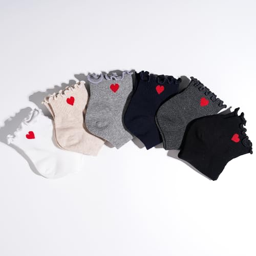 Image of Womens Cotton Crew & Ankle Socks, Cute Floral Ruffle Colorful Tube Size 6-9