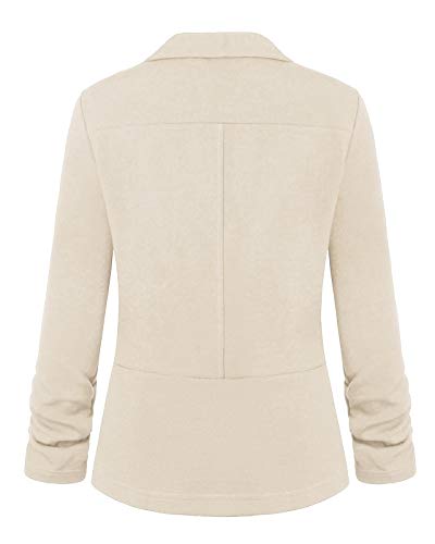Unifizz Womens Casual 3/4 Sleeve Jacket Blazers Casual Work Blazer with Pockets Outwear #Beige - Size M#3
