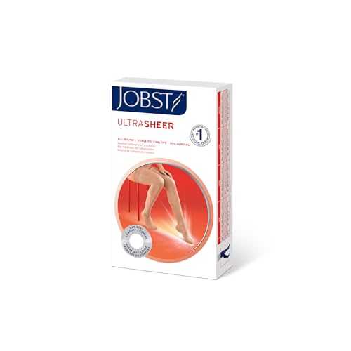 Image of JOBST UltraSheer Compression Support Thigh High 20-30mmHg w /Silicone Dot Band Closed Toe, L, Sun Bronze - 119134
