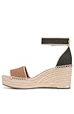 Franco Sarto Womens Clemens Jute Wrapped Espadrille Wedge Sandals Tan/Black Fabric 7.5M