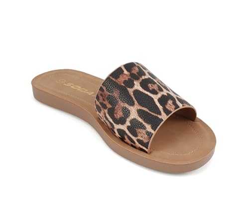 Image of Soda Shoes Efron-S Women Flip Flops Basic Plain Slippers Slip On Sandals Slides Casual Peep Toe Beach