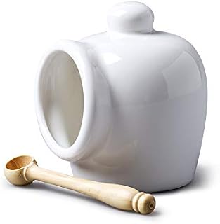 WM Bartleet & Sons 1750 T52W Traditional Porcelain Small Pig with Wooden Salt Serving Spoon-White, 9cm