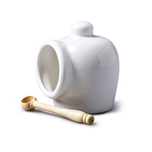 Wm Bartleet & Sons - Recipiente de porcelana, diseño tradicional, ideal para guardar la sal, Blanco, 9 cm