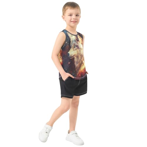 Boys Tank Top Shirts Galaxy Wolf Sleeveless T-Shirts Crew Neck for Kids Clothing Children4