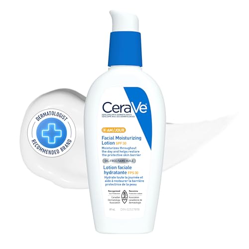 CeraVe Facial Moisturizer with SPF 30. Face Sunscreen Lotion with Hyaluronic Acid, Niacinamide & Ceramides for Women & Men. Oil-free, normal to dry skin. Verified Extended Use Date, Travel Size 89ML