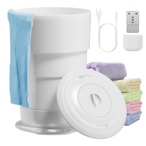 Getareach Foldable Towel Warmer for Bathroom Large Towel Warmer Bucket Auto Shut Off Time Setting and Ambient Lighting Fits Up to Two 40X70 Oversized Towels Bathrobes Blankets