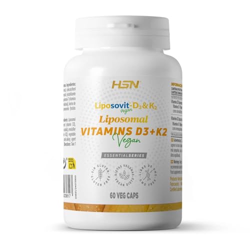 HSN Vitaminas D3 2000UI + K2 100mcg Liposomadas Liposovit® | 60 Cápsulas Vegetales | Colecalciferol + K2-MK7 (menaquinona-7) | Mejor ABSORCIÓN y BIODISPONIBILIDAD | No-GMO, Vegano, Sin Gluten