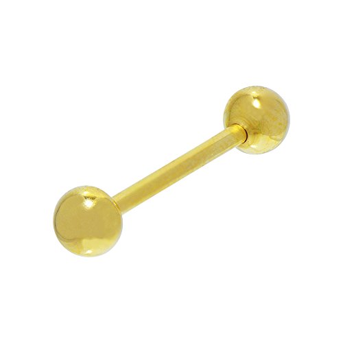 14K Yellow Gold Body Piercing Straight Barbell (14 Gauge, 5/8" Length) #TOP23