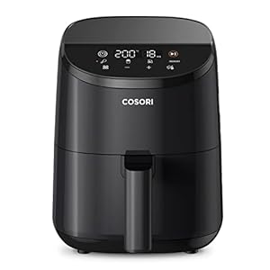 COSORI Heteluchtfriteuse, 2 l, 4-in-1 mini-airfryer, 30 online recepten, 75-205 °C, energiebesparend, compact, heteluchtfriteuse, klein, zonder olie, vaatwasmachinebestendig, 900 W, zwart
