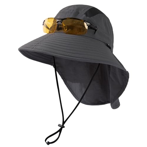Image of TOP-EX Wide Brim Sun Hat for Men Women with Neck Flap & Sunglass Lock | UPF 50+ protection waterproof packable windproof chin strap for fishing hiking safari travel outdoor work