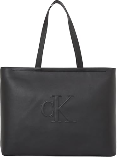Calvin Klein Bolso Tote Mujer Sculpted Slim con logotipo, Negro (Black), Talla Única