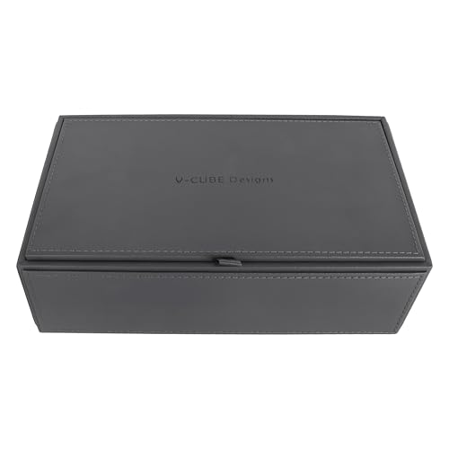Image of V-CUBE DESIGNS Premium Vegan Leather Tissue Box Holder | Paper Napkin Holder | Sturdy Tissue Case /Cover /Dispenser /Organizer for Home /Bathroom /Office /Table /Desk /Car | Grey