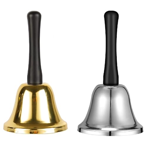 Weihnachtsmann Glocke,Nikolausglocke,Anruf Service Bell,Weihnachtsglocke 2PC Handglocke Metalltee Tischglocke für Restaurant Küche Hotel Hochzeitsfeier Weihnachtsfete