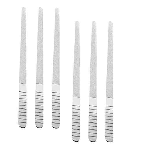 WOFASHPURET 6Pcs Double Sided Nail Files Durable Stainless Steel Sanding Manicure and Tools for Natural and False Nails Nail Extensions and Polish Removal Silver