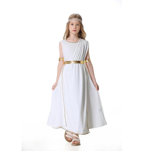 Disfraz blanco de toga griega para niñas 5-6 años miniatura 1