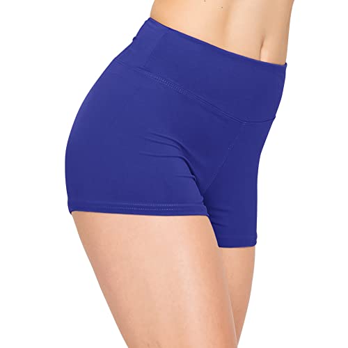 ALWAYS Women Workout Yoga Shorts - Premium Soft Solid Stretch Cheerleader Running Dance Volleyball Short Pants Royal Blue M