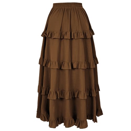 Image of Women's Renaissance Skirt Pirate High-Low Ruffle Maxi Skirts