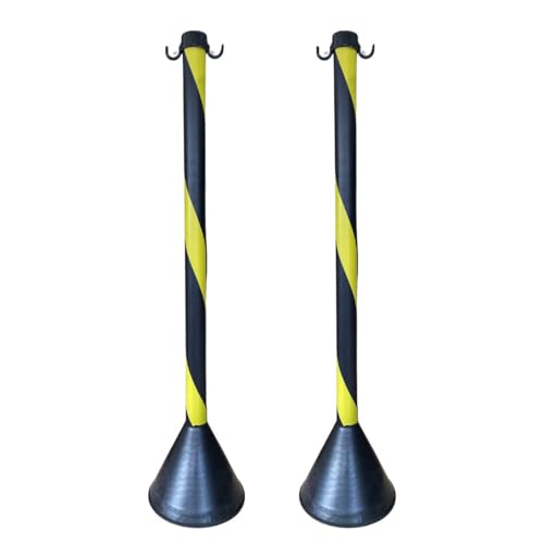 Kit 2 Pedestal Sinalização Isolamento Organizador Preto Amarelo 95cm