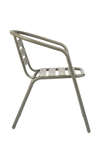 METRO Professional Silla de Jardín con Reposabrazos Narni, Aluminio, Apilable, para Exterior, Caqui - imagen 4