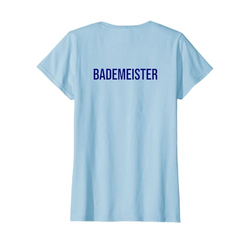 Rücken Aufdruck Hinten Blauer Schriftzug Bademeister T-Shirt