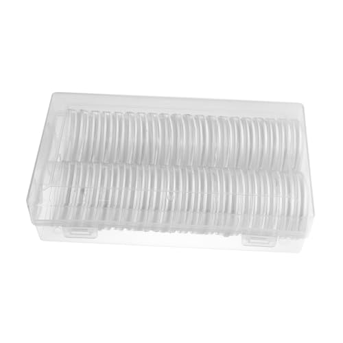 Tofficu 40Pcs Coin Holder Capsules with Gasket Clear Round Plastic Coin Container Storage Box for Coins for Collectors