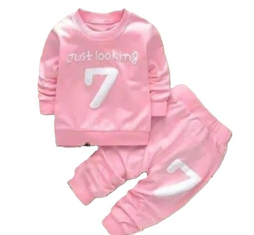 Image of Unisex Baby Long Sleeve Just Looking 7 Parent Top Bottom Clothing Set for Summer Comfort Casual Daily Outfit