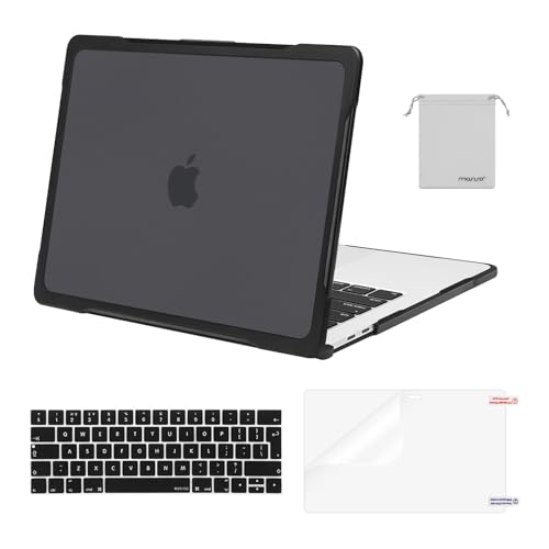 MOSISO Compatible with MacBook Pro 13 inch Case M2 M1 2024-2016 A2338 A2251 A2289 A2159 A1989 A1708 A1706, Soft TPU Bumper Plastic Anti-scratch Hard Case&Keyboard Cover&Screen Protector&Pouch, Black