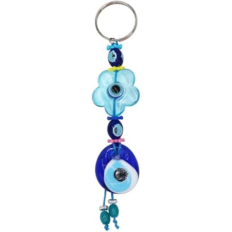 HeraCraft Blue Nazar Bead & Handmade Glass Evil Eye Keychain - Wall Hanging Beads for Doorways - House Ornament Big Good Luck Charm - Make a Difference in Your Home, Office, car - Best Gift Idea Cover