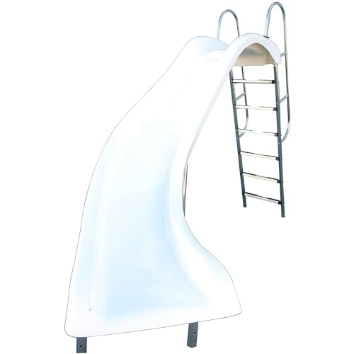 FibroPool Full Sized Fiberglass Swimming Pool Slide - Stainless Steel Hardware - Left Turn