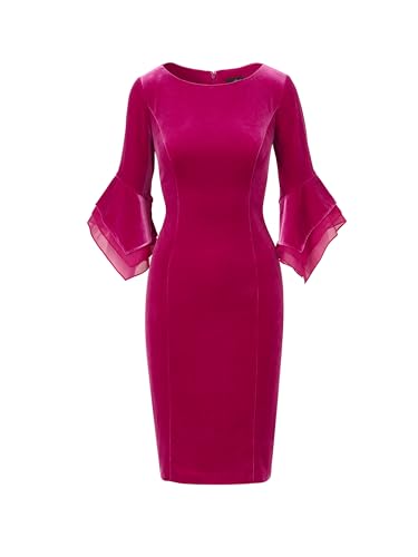 Image of Adrianna Papell Velvet Bell Sleeve Short Dress