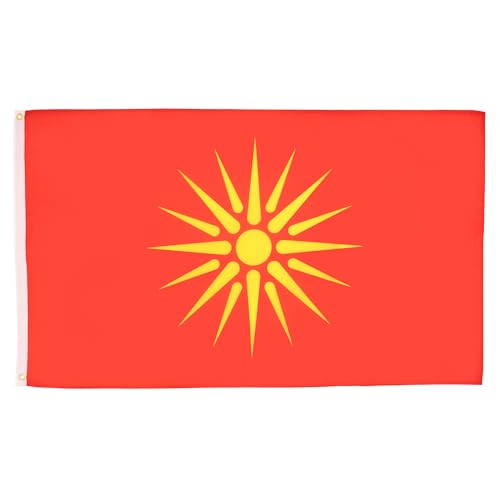Image of AZ FLAG - Macedonia Old Flag - 3x5 Ft - 100D Polyester Former Macedonian Banner with Two Metal Grommets - Fade Resistant - Vivid Colors - 3' x 5' Feet - 150x90 Cm