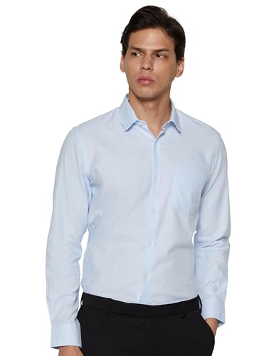 Image of Peter England Men's Classic Textured Slim Fit Full Sleeve Shirt | Wonder Fabric | Cotton Rich | Premium Dobby