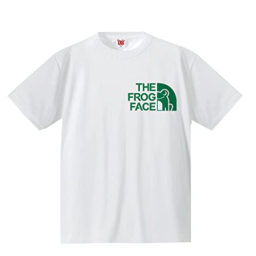 [シャレもん] おもしろ Tシャツ アニマル 【カエル フロッグ フェイス】【白T】【S】 /Q7/