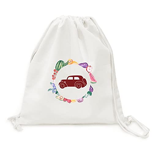 Sac en tissu pliable à motif de voitures classiques rouge pour courses