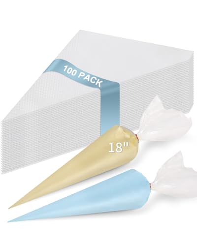 100 Pack 18 Inch Large Piping Bags, Disposable Tipless Icing Bags