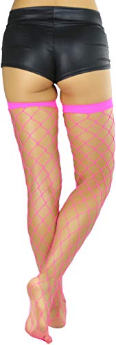 ToBeInStyle Women’s Vibrant Large Net Fishnet Thigh High Elastic Nylon Novelty Stockings2