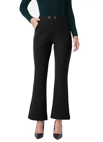 heipeiwa Women's Dress Pants Bootcut High Waist Pull on Comfort Work Business Casual Slacks Pant
