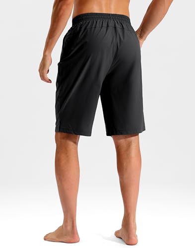 Pudolla Men's Swim Trunks 9"/11" Quick Dry Board Shorts Bathing Suits Beach Shorts for Men with Pockets - No Liner(Black 11 Inseam-L) — view 2