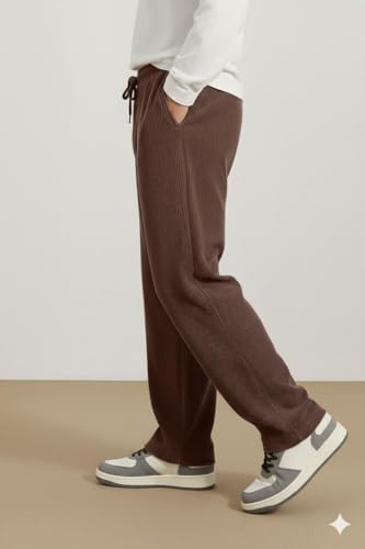 Image of INKKR Men's Polyester Causal Lightweight Elastic Waist with Drawstring Comfortable Loose Fit Trouser Pant