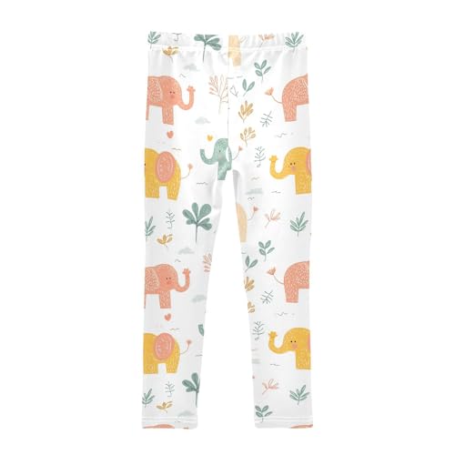 Lovely Leaf Elephant Animal Girls Casual Leggings for Kids Printed Long Pant Bottoms Stretch and Soft2