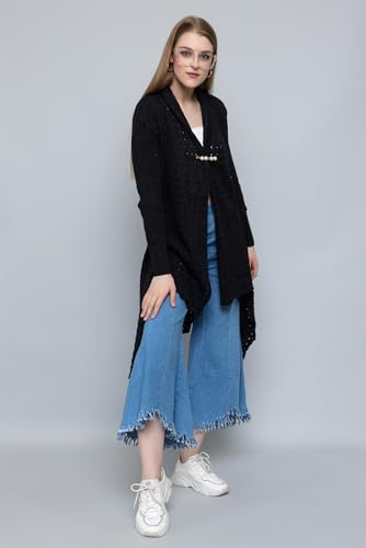 Image of Wear lusso Women's Woolen V-Neck Open Front Shrug Cardigan | Long Sleeve Winter Sweater for Girls & Ladies | Stylish Warm Outerwear in Trendy Colors