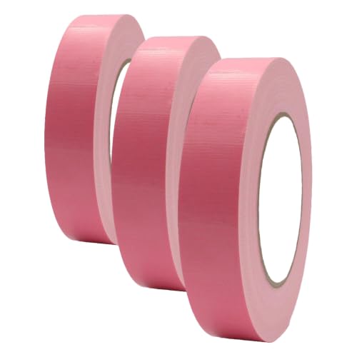 Image of Duct Tape 1 Inch X 44 Yards, 8.5 mil Thickness, Heavy Duty Pink Duct Tape, No Residue, Waterproof, Tear by Hand for Repairs, Industrial, Professional Use (Pack of 3)