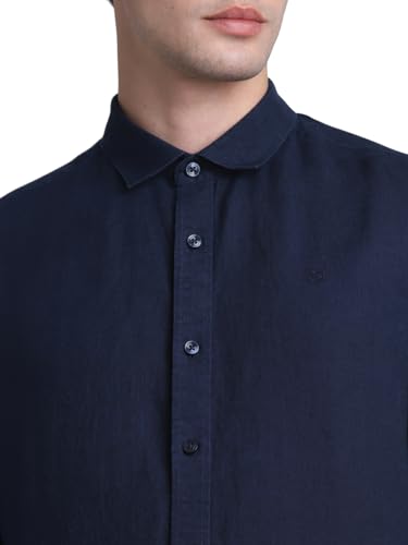 Image of Jack & Jones Men's Linen Solid Slim Fit Shirt