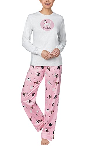 PajamaGram Cat Pajamas for Women - Womens Pajamas Cotton, Paris Kitty, L 12-14